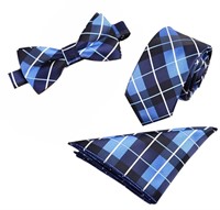 Mens Skinny 2.4'' Neck Tie Bow Tie Pocket Square