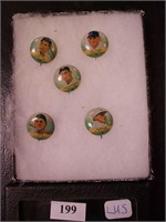 Five 1932-33 Orbit gum baseball pins,