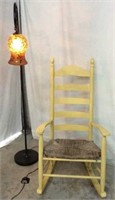 Yellow Rocking Chair & Standing Globe Lamp V9C