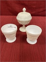 2 Milk glass compotes