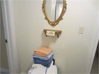 Mirror, shelf, towels