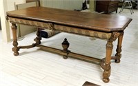 French Neo Renaissance Style Oak Bureau Plat.