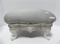 WHITE PAINTED CAST IRON FOOT STOOL