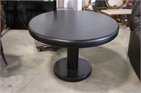 BLACK PEDESTAL TABLE WITH COVERED TOP