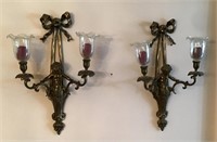 Pair of brass figural candle sconces