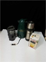 Coffee bean grinder, coffee holder, thermos and
