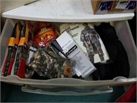 Contents of drawer including hot hands, carhartt