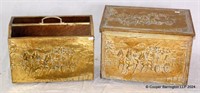Vintage Brass Repousse Magazine Rack/Storage Box