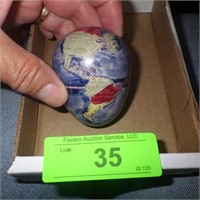 MARBLE EGG GLOBE- HAND PAINTED? ETCHED NAMES