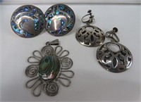 2 PAIR STERLING EARRINGS & STERLING PENDANT