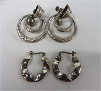 2 PAIRS STERLING SILVER EARRINGS