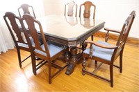 Walnut Dining Room Table with Six Chairs