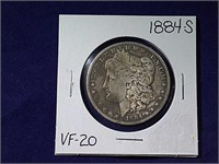 1884-S MORGAN SILVER DOLLAR, (RAW COIN)