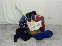 Handled Basket w/ Scarves, Curtain Rods & More