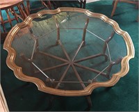 Beautiful Brass/Glass/Wood Coffee Table