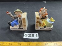 Small Porcelain Book End Figurines