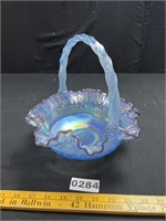 Blue Carnival Glass Basket