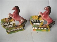 Rolling Rock Beer Horses Chalk ware Silvester