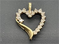 Diamond and Sapphire with 14 kt Gold Pendant