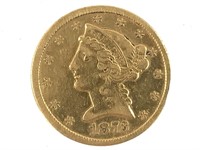 1873-S $5 Gold Half Eagle, Better Date in Series