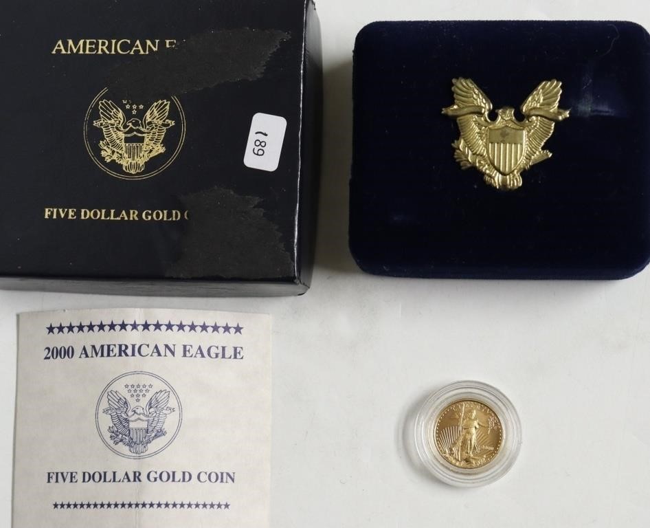 2000 5 $ GOLD EAGLE W BOX PAPERS