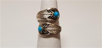 .925 Sterling Silver Turquoise Adjustable Ring