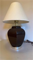 MCM brown table lamp 25”. Tested