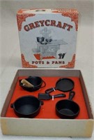 Vintage Greycraft Cast Iron Pots & Pans in Box