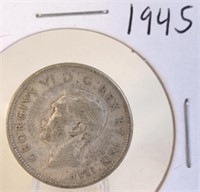 1945 Georgivs VI Canadian Silver Quarter
