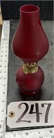 8" Red Glass Oil Lamp