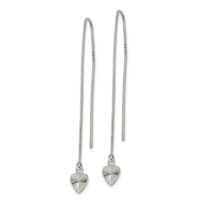 Sterling Silver Dangle Heart Post Earrings