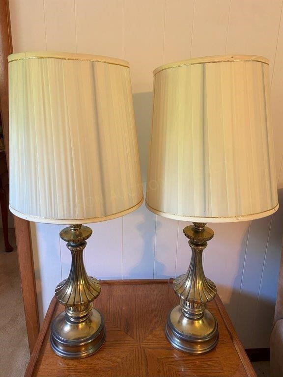 Pair of Brass Lamps w/Shades