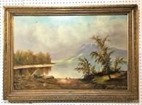 G. Torbing Mountain & River Scene Oil on Canvas