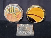 Group of 3 compacts, one is personalized,