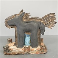 Michael Norman ceramic horse candle holder -