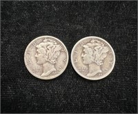 1941 & 1942 D Mercury Silver Dimes