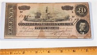 1864 CONFEDERATE 20 DOLLAR NOTE