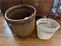 LARGE WICKER PLANTER AND SMALLER WICKER