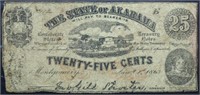 Genuine 1863 State of AL 25 cent fractional note