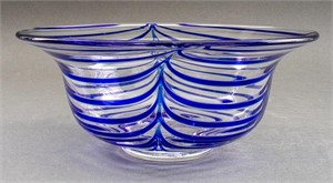 MMA Hand Looped Blue Glass Bowl