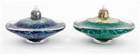 Gartner Blade Art Glass "Saturn" Oil Lamps, 2