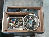 assortment of hardware, tools