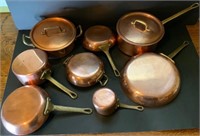 Vintage Copper Cookware w/ Brass Handles.