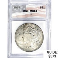 1927 Silver Peace Dollar ICG MS63