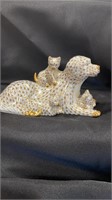 Herend, Dog with kittens in gold, Limited Edition,
