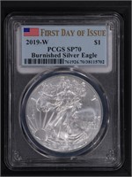 2019W $1 American Silver Eagle PCGS SP70 Burnished