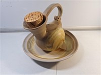Lorri Sarosy Earthenware Pottery Vase and Plate