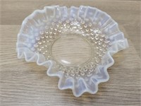 Fenton Moonstone Nut Dish & Ruffled Vase