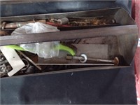 Vintage Metal Took Box w/Tools-AS-IS