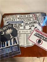 LOT OF 15 METAL VANITY SIGNS ASSORTED SIZES